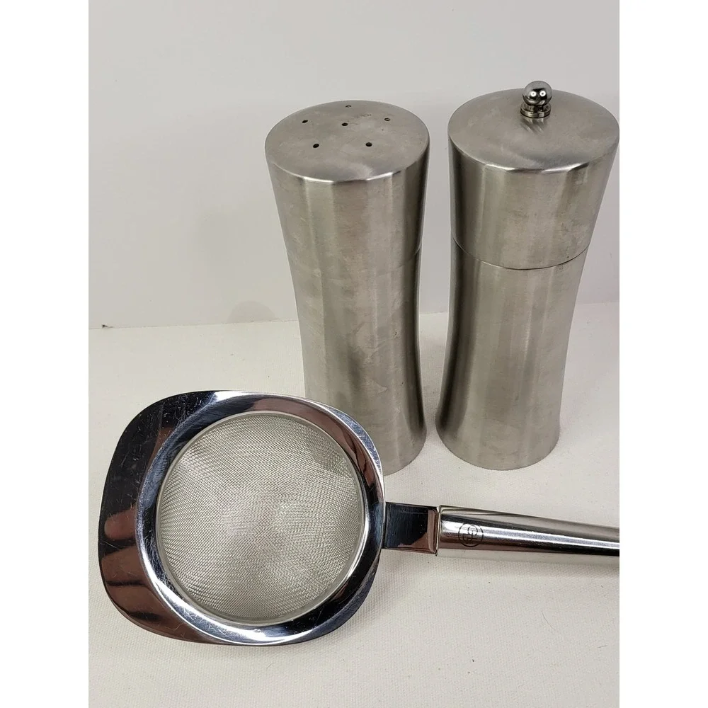 Giada De Laurentiis Stainless Steel Fine Mesh Strainer & Salt Pepper Shaker Set